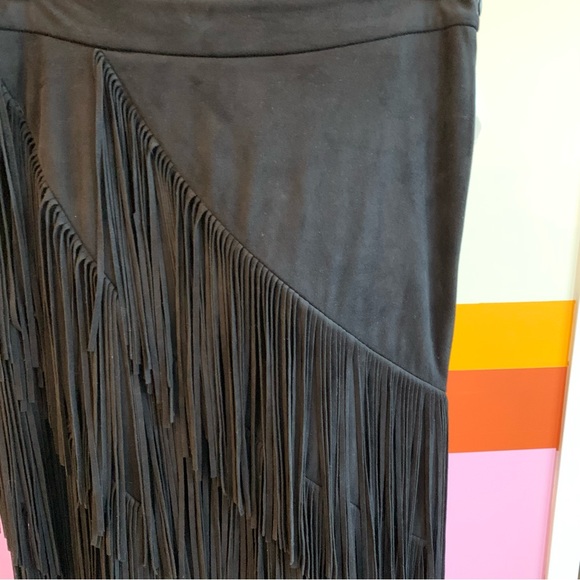 Zara Faux Suede Asymmetrical Fringe Skirt - Picture 9 of 9